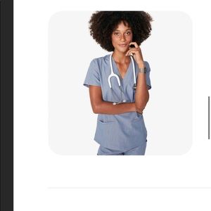 Figs womens heather indigo casma top in small